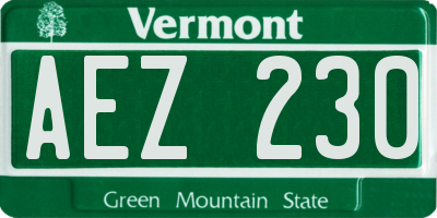 VT license plate AEZ230