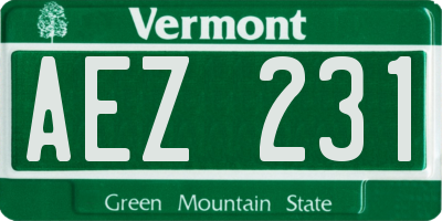 VT license plate AEZ231