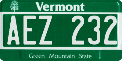 VT license plate AEZ232