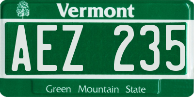 VT license plate AEZ235