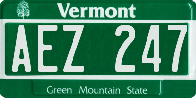 VT license plate AEZ247