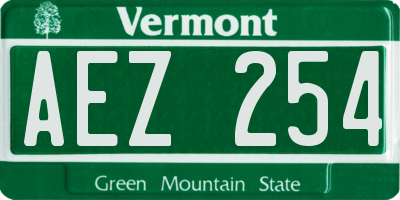 VT license plate AEZ254