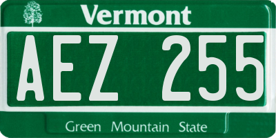 VT license plate AEZ255
