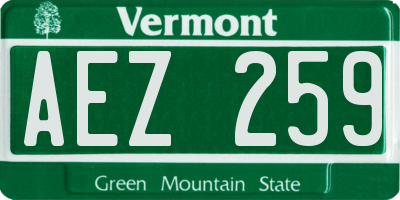 VT license plate AEZ259
