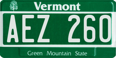 VT license plate AEZ260