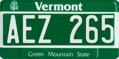 VT license plate AEZ265