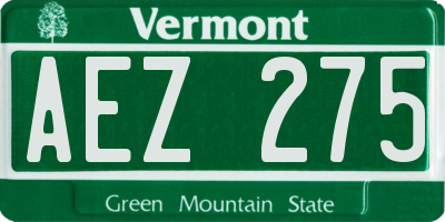 VT license plate AEZ275