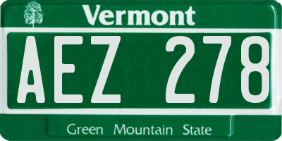 VT license plate AEZ278