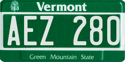 VT license plate AEZ280