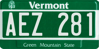 VT license plate AEZ281