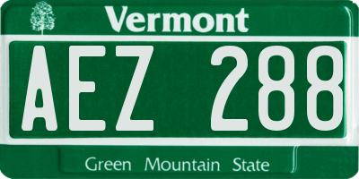 VT license plate AEZ288