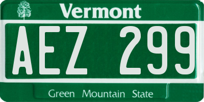 VT license plate AEZ299