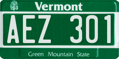 VT license plate AEZ301