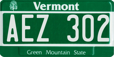 VT license plate AEZ302