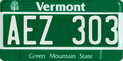 VT license plate AEZ303