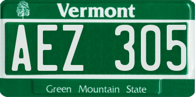 VT license plate AEZ305