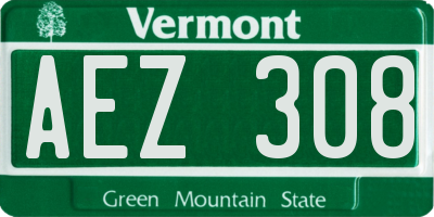 VT license plate AEZ308