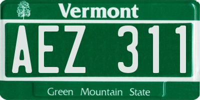 VT license plate AEZ311
