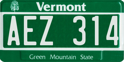 VT license plate AEZ314