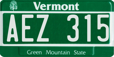 VT license plate AEZ315