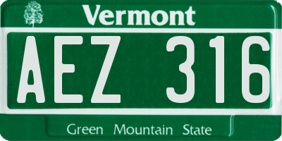 VT license plate AEZ316