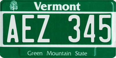 VT license plate AEZ345