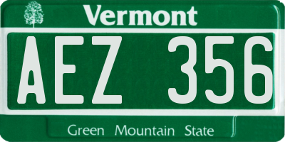 VT license plate AEZ356