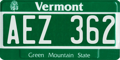 VT license plate AEZ362