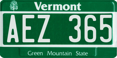 VT license plate AEZ365