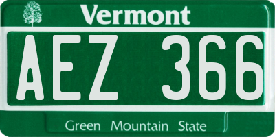 VT license plate AEZ366