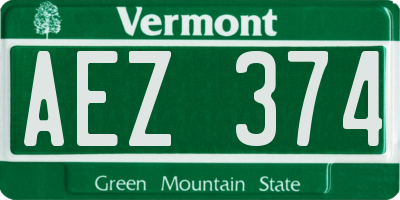 VT license plate AEZ374