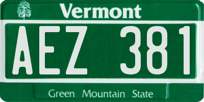 VT license plate AEZ381