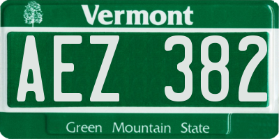 VT license plate AEZ382