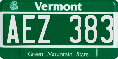 VT license plate AEZ383