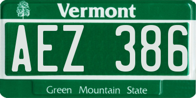 VT license plate AEZ386