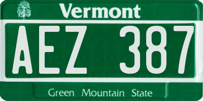 VT license plate AEZ387