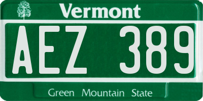 VT license plate AEZ389