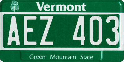 VT license plate AEZ403