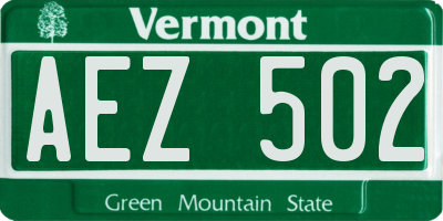 VT license plate AEZ502