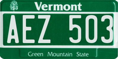 VT license plate AEZ503