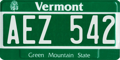 VT license plate AEZ542