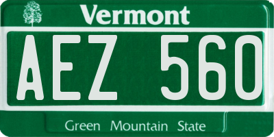 VT license plate AEZ560