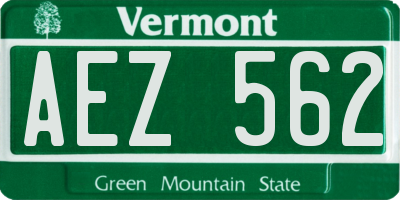 VT license plate AEZ562