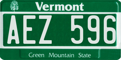 VT license plate AEZ596