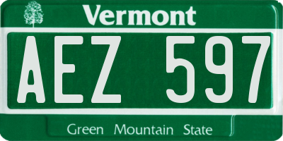 VT license plate AEZ597
