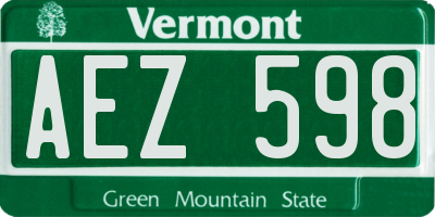 VT license plate AEZ598