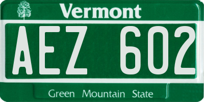 VT license plate AEZ602