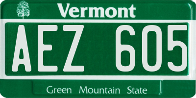 VT license plate AEZ605
