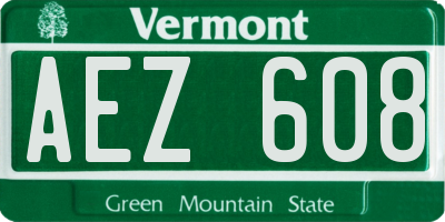 VT license plate AEZ608