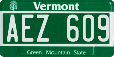 VT license plate AEZ609